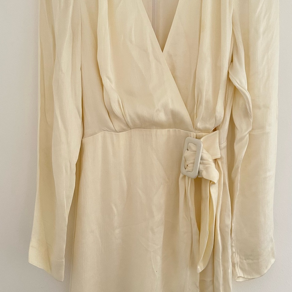 Elegant Cream Wrap Dress